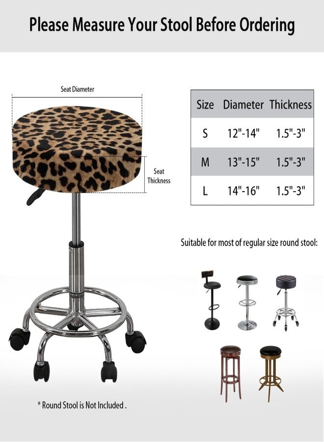 GLENLCWE Wild Leopard Cheetah Print Stool Covers Round Set of 2 Polyester Fashion Bar Stool Slipcovers Seat Cushion Elastic Round Non Slip Bar Stool Seat Covers,14-16inch - Image 3